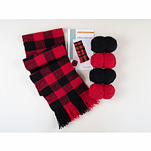 Rigid Heddle Scarf Kit | Make your own Red and Black Buffalo Check Wool Scarf