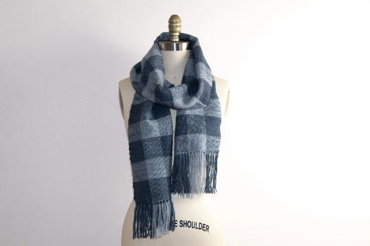 Rigid Heddle Scarf Kit | Make your own Blue and Gray Buffalo Check Wool ...