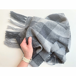 Rigid Heddle Scarf Kit | Make your own Blue and Gray Buffalo Check Wool Scarf