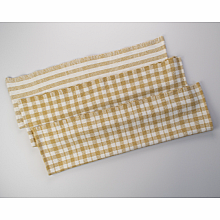 Rigid Heddle Kit | Weave your own kitchen towels | Set of 3 Towels Gingham Mustard and Natural