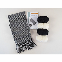 Rigid Heddle Scarf Kit | Make your own White and Black Houndstooth Wool Scarf