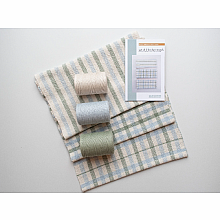 Rigid Heddle Kit | Weave your own kitchen towels | Set of 3 Towels Gingham Blue and Sage