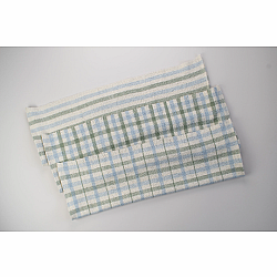Rigid Heddle Kit | Weave your own kitchen towels | Set of 3 Towels Gingham Blue and Sage