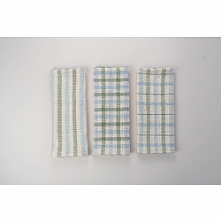 Rigid Heddle Kit | Weave your own kitchen towels | Set of 3 Towels Gingham Blue and Sage